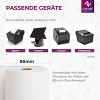 Role de Hârtie Termică LYNNE PAYMENT SOLUTIONS / Role pentru Casa de Marcat 80mm x 80m x 12mm (80x80x12) Fără BPA pentru Imprimante Termice - Pachet de 50 bucăți 4