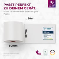 Role de Hârtie Termică LYNNE PAYMENT SOLUTIONS / Role pentru Casa de Marcat 80mm x 80m x 12mm (80x80x12) Fără BPA pentru Imprimante Termice - Pachet de 50 bucăți 2