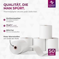 Role de Hârtie Termică LYNNE PAYMENT SOLUTIONS / Role pentru Casa de Marcat 80mm x 80m x 12mm (80x80x12) Fără BPA pentru Imprimante Termice - Pachet de 50 bucăți 3