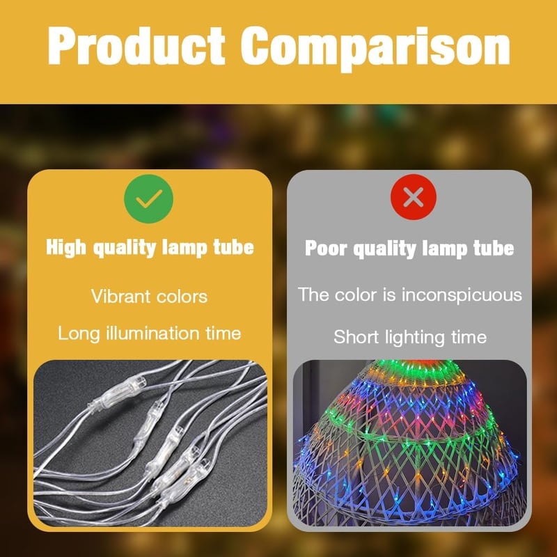 LYPPUL 3x2m 200 LED hálózat lámpa IP67 vízálló kültéri beltéri 8 módú meleg fehér