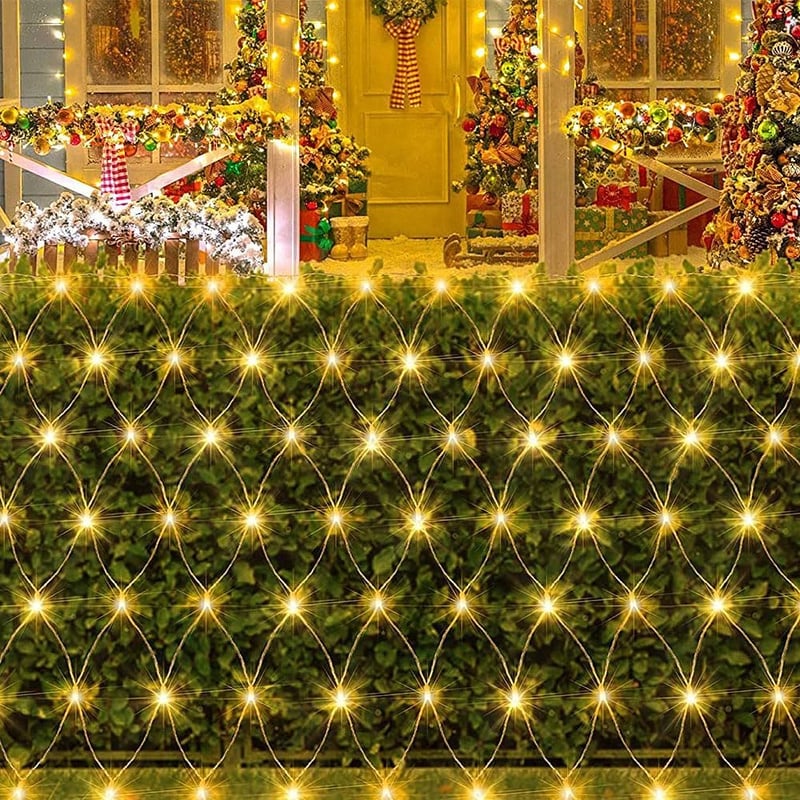 LYPPUL 3x2m 200 LED hálózat lámpa IP67 vízálló kültéri beltéri 8 módú meleg fehér
