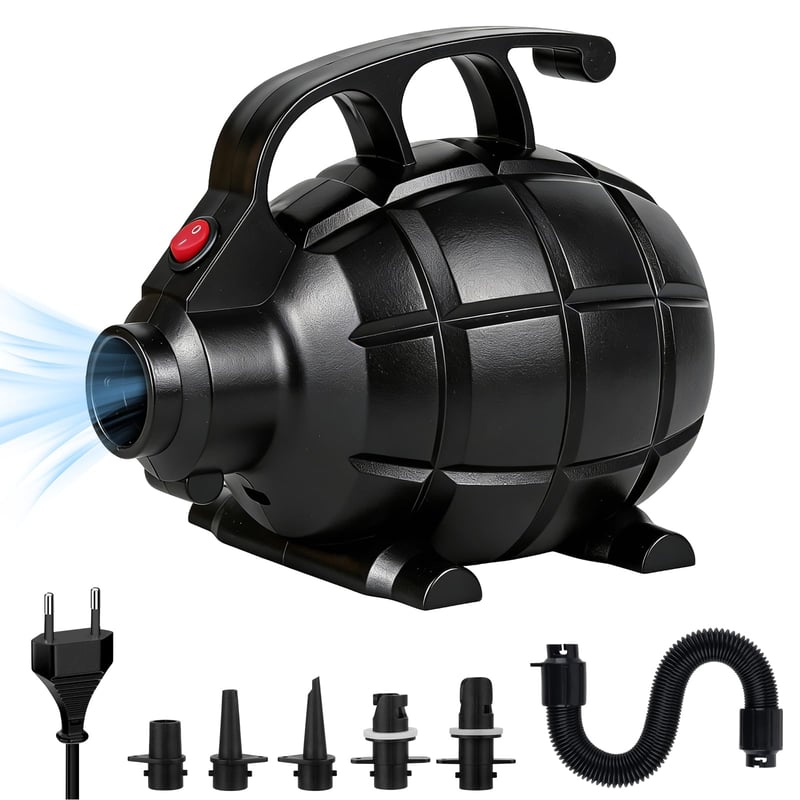 Pompă de aer electrică LYPPUL 600W, cu 5 duze, pompă pentru saltele gonflabile, pentru saltele Airtrack, colace, bărci, paturi cu apă, pompă electrică portabilă