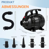 Pompă de aer electrică LYPPUL 600W, cu 5 duze, pompă pentru saltele gonflabile, pentru saltele Airtrack, colace, bărci, paturi cu apă, pompă electrică portabilă 2
