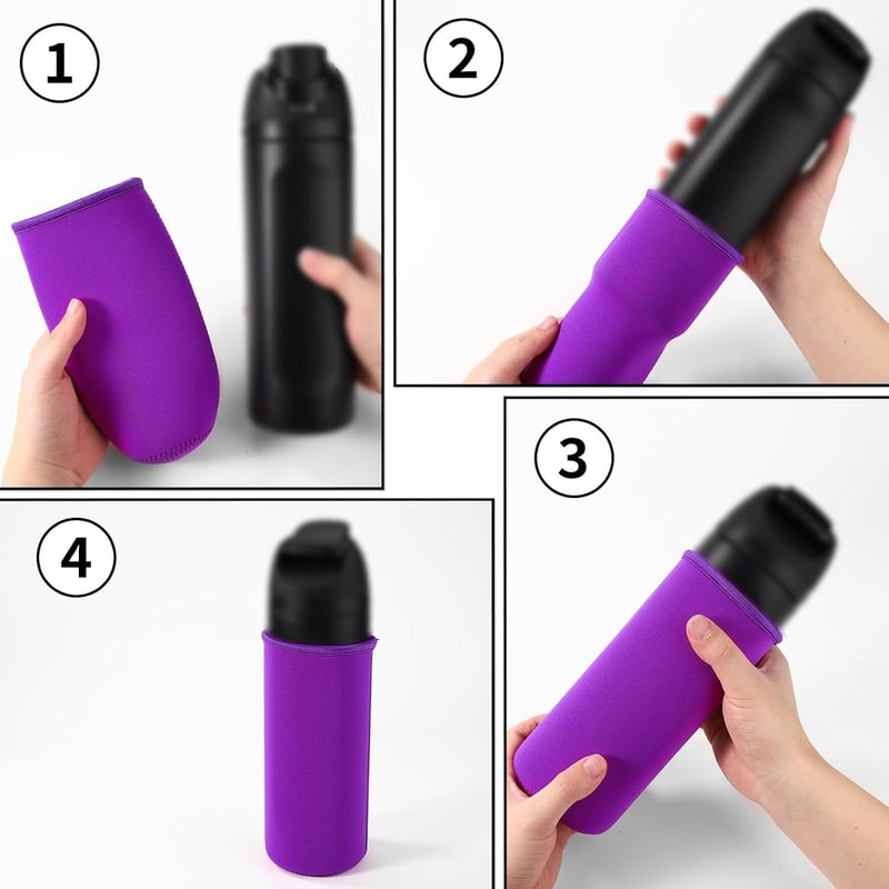Husă din neopren Lyreh Lila pentru sticlă de apă FreeSip de 25 oz, protecție termoizolantă lavabilă pentru sticlă