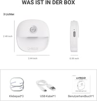 Lyridz mozgásérzékelős LED éjszakai lámpa szett 3db, töltöthető, 3 módú, lépcsővilágítás - White 9
