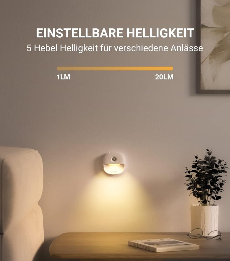 Lyridz mozgásérzékelős LED éjszakai lámpa szett 3db, töltöthető, 3 módú, lépcsővilágítás - White