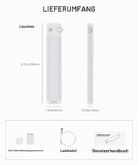 Lyridz senzorové svetlo do skrine, plynulá regulácia jasu, 1500 mAh batéria, 120 lm, 2700K teplá biela, do kuchyne a šatníka, 2 ks 9
