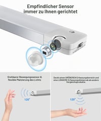 Lyridz senzorové svetlo do skrine, plynulá regulácia jasu, 1500 mAh batéria, 120 lm, 2700K teplá biela, do kuchyne a šatníka, 2 ks 8