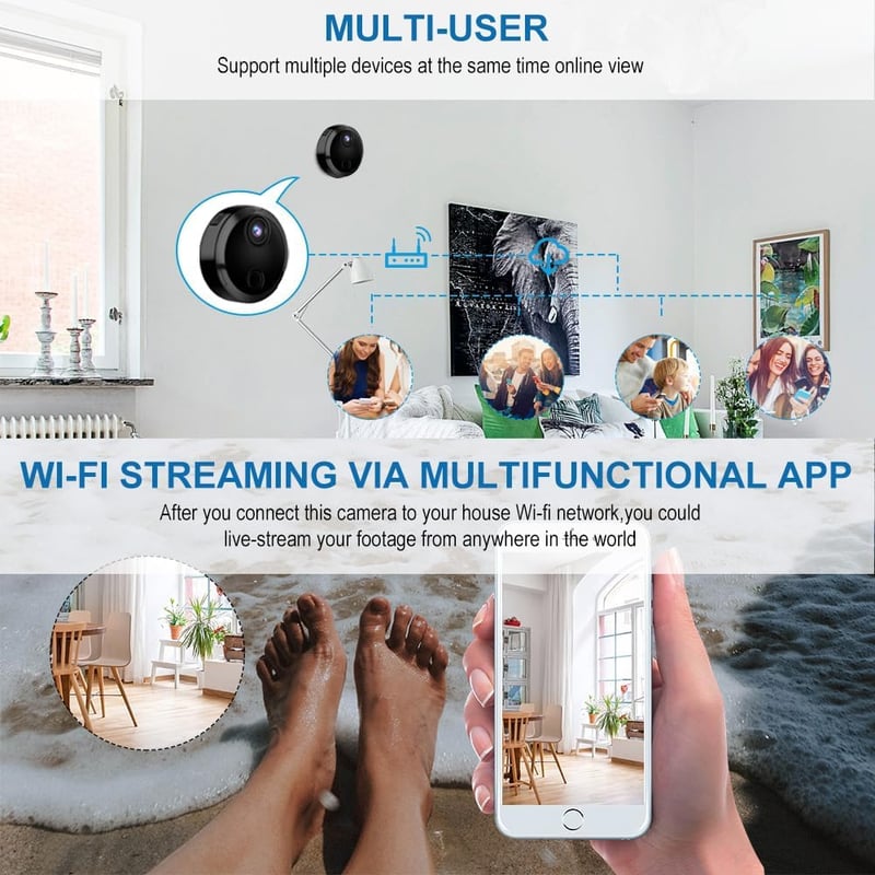 LySuyeo Mini Kamera 1080P WiFi Éjjellátó Mozgásérzékelő Mágneses Tartó