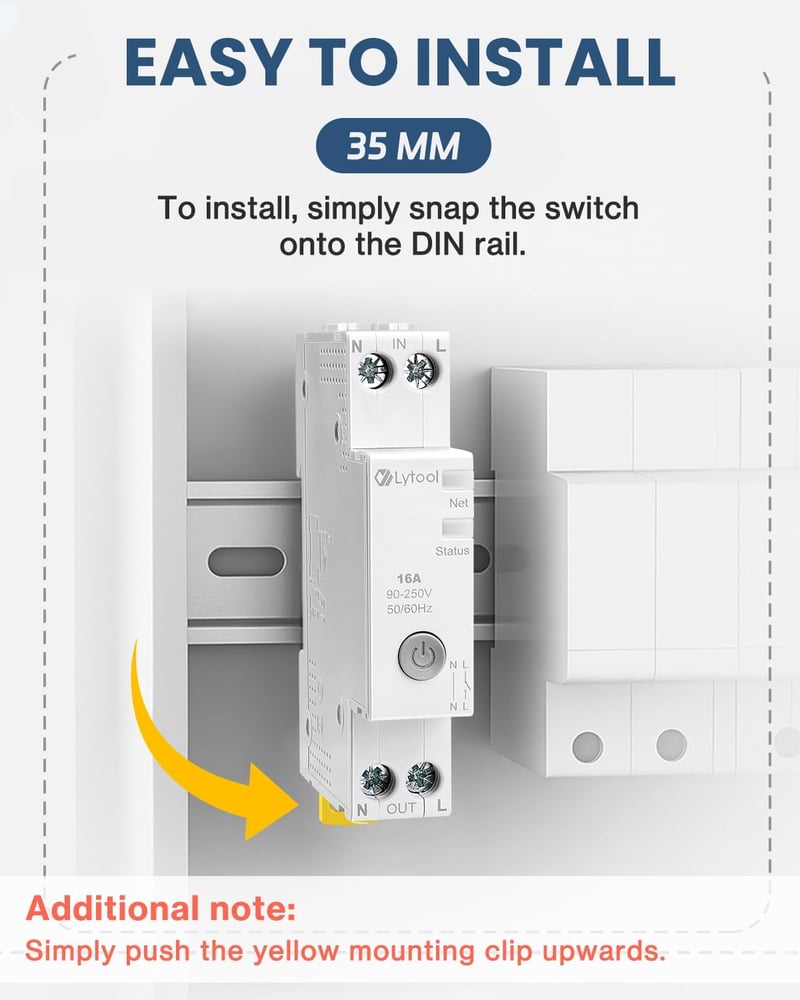 Lytool Smart WiFi Időzítő 16A DIN Sín Energiamérés Alexa Google