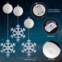 Set 3 Instalații Luminoase de Crăciun LYUBASA cu Fulgi de Nea și Temporizator, 36 LED-uri Albe, cu Baterii, pentru Geam, cu Ventuze, Decor de Crăciun pentru Interior, Fereastră, Balcon, Petrecere 4