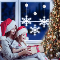 Set 3 Instalații Luminoase de Crăciun LYUBASA cu Fulgi de Nea și Temporizator, 36 LED-uri Albe, cu Baterii, pentru Geam, cu Ventuze, Decor de Crăciun pentru Interior, Fereastră, Balcon, Petrecere 8
