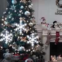 Set 3 Instalații Luminoase de Crăciun LYUBASA cu Fulgi de Nea și Temporizator, 36 LED-uri Albe, cu Baterii, pentru Geam, cu Ventuze, Decor de Crăciun pentru Interior, Fereastră, Balcon, Petrecere 3