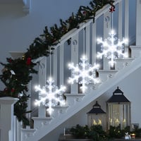 Set 3 Instalații Luminoase de Crăciun LYUBASA cu Fulgi de Nea și Temporizator, 36 LED-uri Albe, cu Baterii, pentru Geam, cu Ventuze, Decor de Crăciun pentru Interior, Fereastră, Balcon, Petrecere 9