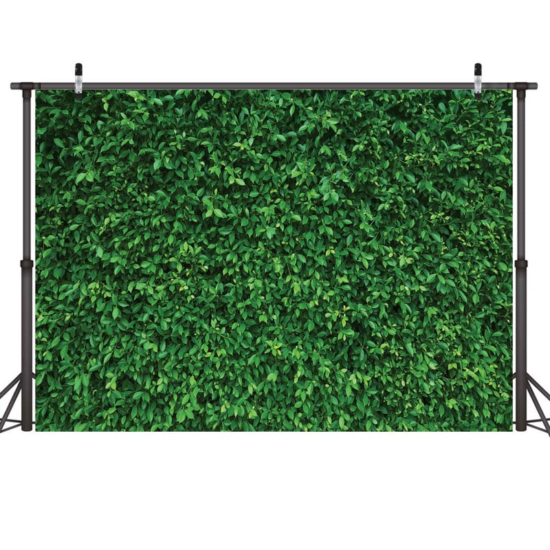 LYWYGG 10x8ft Zöld Levelek Fotóháttér Születésnapi Partira Seamless Fotófal – 2 db-os csomag