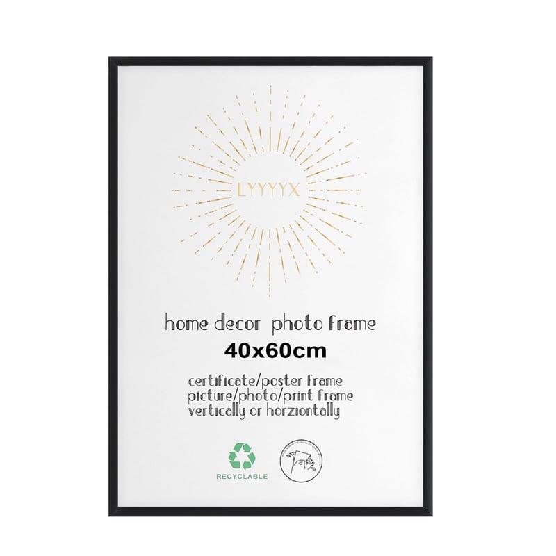 LYYYYX Crni aluminijski okvir za slike 40x60 cm, s nereflektirajućim akrilnim staklom, za portretno i pejzažno postavljanje, za fotografije, postere, puzzle, 1 kom.