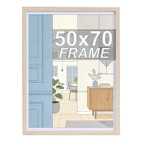 LYYYYX Képkeret 50x70 cm Bézs Fa, Tükröződésmentes Akril Üveg, Fali Képkeret Fotókhoz, Poszterekhez és Puzzle-höz, 1 db 1