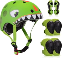 LZDMY Gyerek Sisak 50-54cm Bicikli Roller Gördeszka Skateboard Fejvédelem - green dinosaur set 1