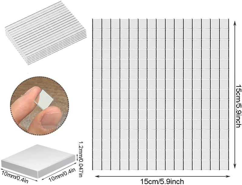 1300 bucăți mozaic oglindă autoadeziv LznYi 10x10 mm, decorațiuni DIY