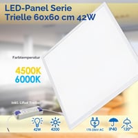 M Ledme LM5315 LED panel 60x60 cm 42W neutrálna biela 4500K 4200 lúmenov, vstavané stropné svietidlo do kancelárie, vrátane drivera, 2 ks 3