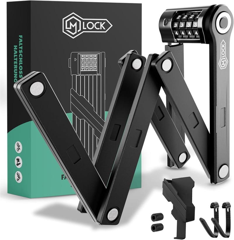 M-LOCK Összecsukható Kerékpár Zár 120 cm Számkombinációs Lopásvédelem Bicikli E-bike Rozsdamentes Fekete
