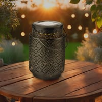Solárna stolná lampa Mimotec Casablanca, čierna, teplé svetlo 2500K, stmievateľná, vodeodolnosť IP44, vstavaná batéria, na terasu a do záhrady 1