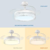 Stropný ventilátor M mimotec s bielym LED osvetlením 36W, diaľkovým ovládaním, úsporným 30W DC motorom, 6 rýchlosťami, tichou prevádzkou a 4 sklopnými lopatkami 4