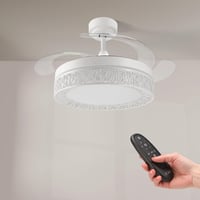 Stropný ventilátor M mimotec s bielym LED osvetlením 36W, diaľkovým ovládaním, úsporným 30W DC motorom, 6 rýchlosťami, tichou prevádzkou a 4 sklopnými lopatkami 1