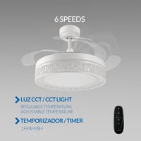 Stropný ventilátor M mimotec s bielym LED osvetlením 36W, diaľkovým ovládaním, úsporným 30W DC motorom, 6 rýchlosťami, tichou prevádzkou a 4 sklopnými lopatkami 3