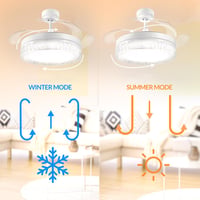 Stropný ventilátor M mimotec s bielym LED osvetlením 36W, diaľkovým ovládaním, úsporným 30W DC motorom, 6 rýchlosťami, tichou prevádzkou a 4 sklopnými lopatkami 5