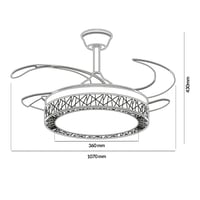 Stropný ventilátor M mimotec s bielym LED osvetlením 36W, diaľkovým ovládaním, úsporným 30W DC motorom, 6 rýchlosťami, tichou prevádzkou a 4 sklopnými lopatkami 6