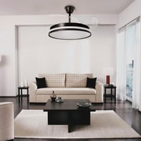 Stropný LED ventilátor Mimotec Cami čierny, DC motor, 6 rýchlostí, diaľkové ovládanie, výsuvné lopatky, letná a zimná funkcia, časovač, CCT 5