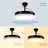 Stropný LED ventilátor Mimotec so svetlom, diaľkové ovládanie, jednosmerný motor, 6 rýchlostí, výsuvné lopatky, letná/zimná funkcia, časovač, CCT, čierny 2