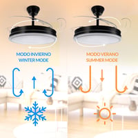 Stropný LED ventilátor Mimotec so svetlom, diaľkové ovládanie, jednosmerný motor, 6 rýchlostí, výsuvné lopatky, letná/zimná funkcia, časovač, CCT, čierny 3