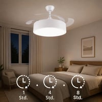 M Mimotec Mistra LED mennyezeti ventilátor lámpával és távirányítóval, fehér, 72W, DC motor, 6 sebesség, 4 összecsukható lapát, CCT szabályozható fény 2