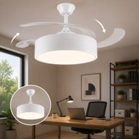 M Mimotec Mistra LED mennyezeti ventilátor lámpával és távirányítóval, fehér, 72W, DC motor, 6 sebesség, 4 összecsukható lapát, CCT szabályozható fény 7