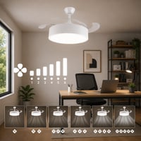 M Mimotec Mistra LED mennyezeti ventilátor lámpával és távirányítóval, fehér, 72W, DC motor, 6 sebesség, 4 összecsukható lapát, CCT szabályozható fény 3