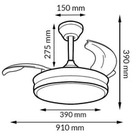 Stropný ventilátor Mimotec Thor s bielym LED osvetlením, diaľkovým ovládaním, jednosmerným motorom (DC), 6 rýchlosťami, výsuvnými lopatkami, letným/zimným režimom, časovačom a stmievateľným CCT svetlom 3