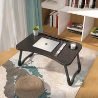 m MU Összecsukható Laptop Asztal - Hordozható Fa Ágyasztal 60x40 cm - Reggeliző Tálca, Olvasóállvány Fekete Színben Ágyhoz, Kanapéhoz 5