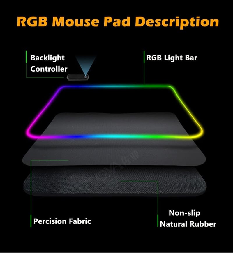 m MU XXL Gaming Egérpad RGB LED 800x300mm Csúszásmentes Gamer Mousepad