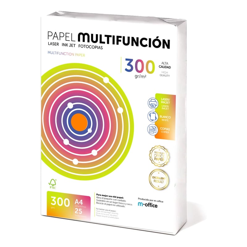 Hârtie multifuncțională m-office A4, 300g - 25 coli - Pentru imprimante laser și inkjet, copiatoare - Articol pentru birou și școală