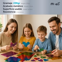 m-office Metalizovaný kartón 50x65 cm, 230 g/m², strieborný, 50 listov, veľkoformátový kreatívny kartón s trblietavým reflexným efektom na ručné práce a umelecké projekty 3