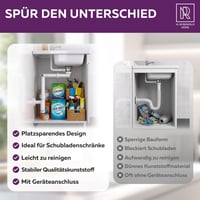 Set Sifon Economizator de Spațiu M. ROSENFELD pentru Lavoar, Sifon de Scurgere Plat, Dimensiune G 1 1/4 x 32-40 mm 6