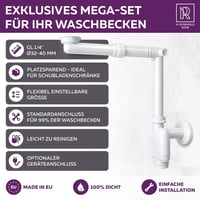 Set Sifon Economizator de Spațiu M. ROSENFELD pentru Lavoar, Sifon de Scurgere Plat, Dimensiune G 1 1/4 x 32-40 mm 8