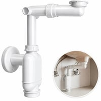 Set Sifon Economizator de Spațiu M. ROSENFELD pentru Lavoar, Sifon de Scurgere Plat, Dimensiune G 1 1/4 x 32-40 mm 1