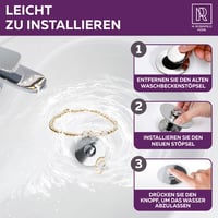 Dop de scurgere pentru lavoar M. ROSENFELD cu sită - Dop universal tip "pop-up" - Finisaj cromat 3