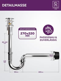 M. ROSENFELD HOME Rozsdamentes Szifon 1 1/4" Magasságállítható 85-110mm Fürdőszobai Lefolyócső 9
