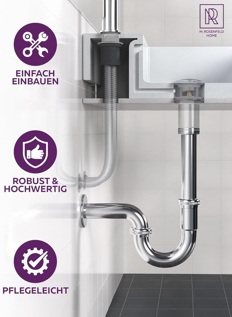 M. ROSENFELD HOME Szifon 1 1/4" Fürdőszobai Lefolyó Szagcsapda Tömítésekkel