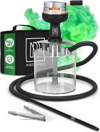 M. ROSENFELD Mini Vízipipa Utazáshoz Táskával és Prémium Kiegészítőkkel - Hordozható Shisha Szett Acrylic Tállal és Rozsdamentes Diffúzorral 1