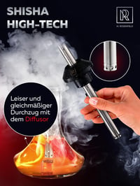 M. ROSENFELD Rozsdamentes Acél Vízipipa Szett Komplett - Utazó Shisha 2 Fejjel és Tartozékokkal, 150 cm Tömlővel 3